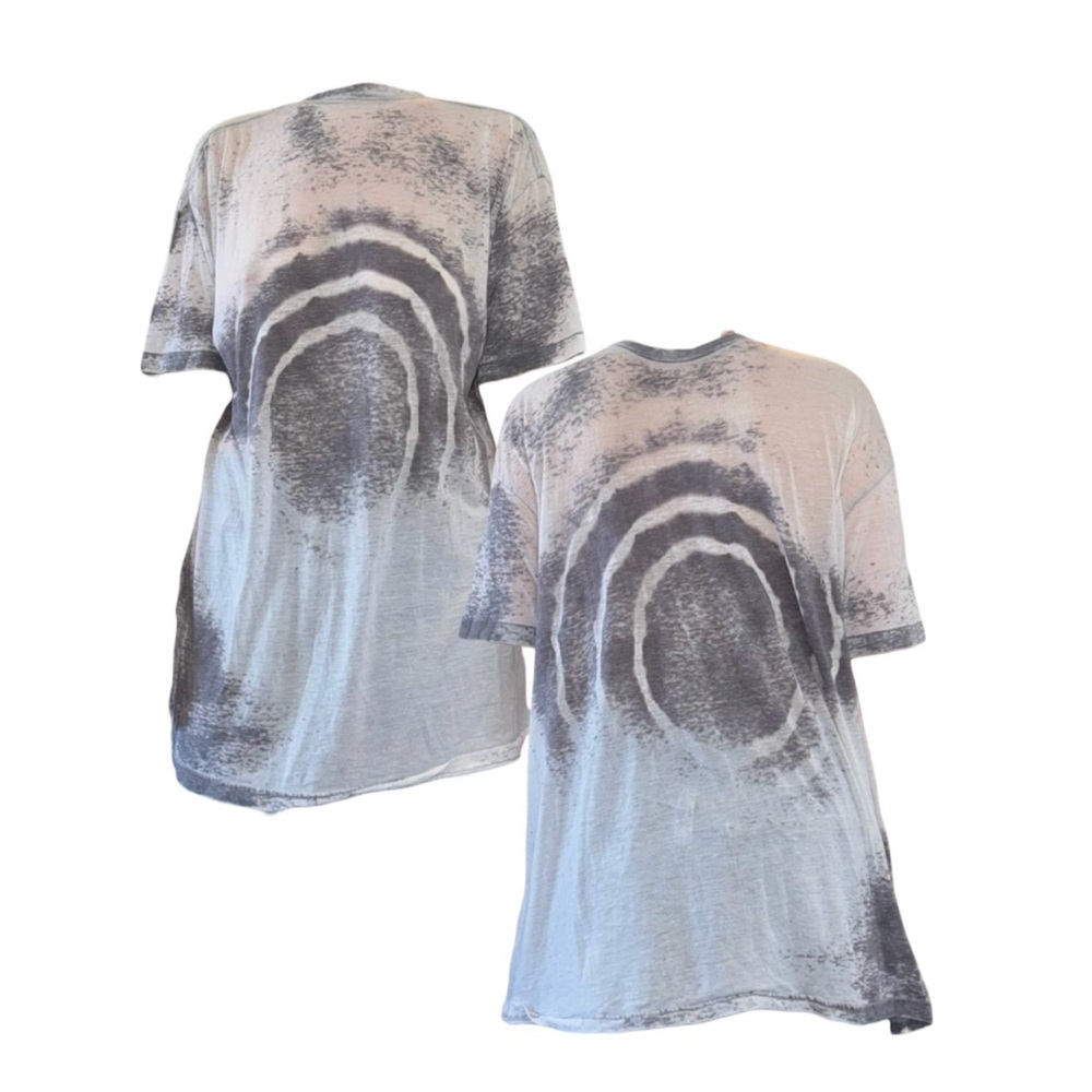 American Apparel Gray Tie-Dye Circle Semi Sheer Short Sleeve Tee